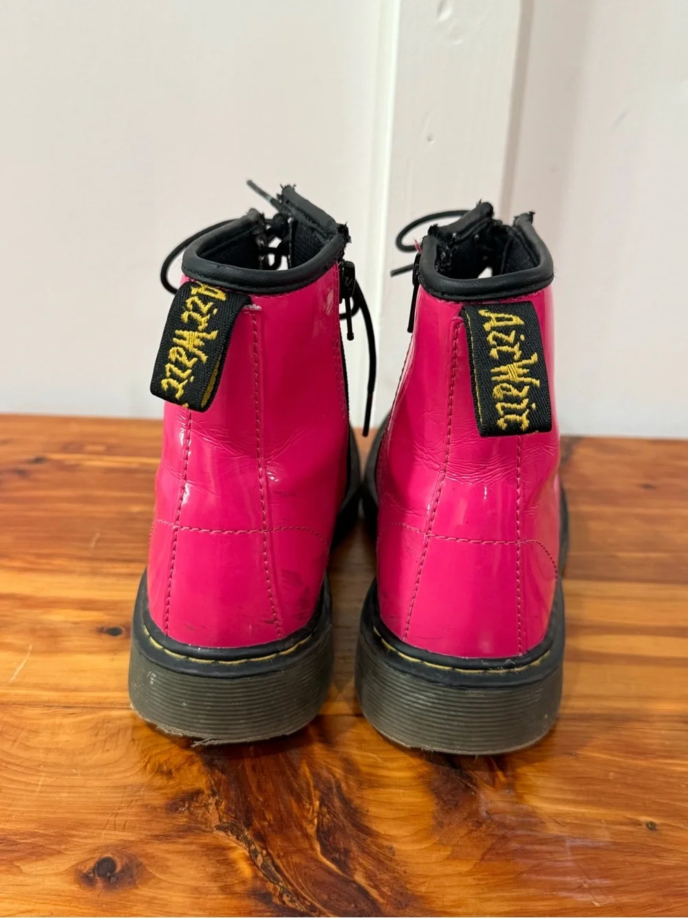 Dr Marten Delaney Hot Pink Patent Leather Boots
